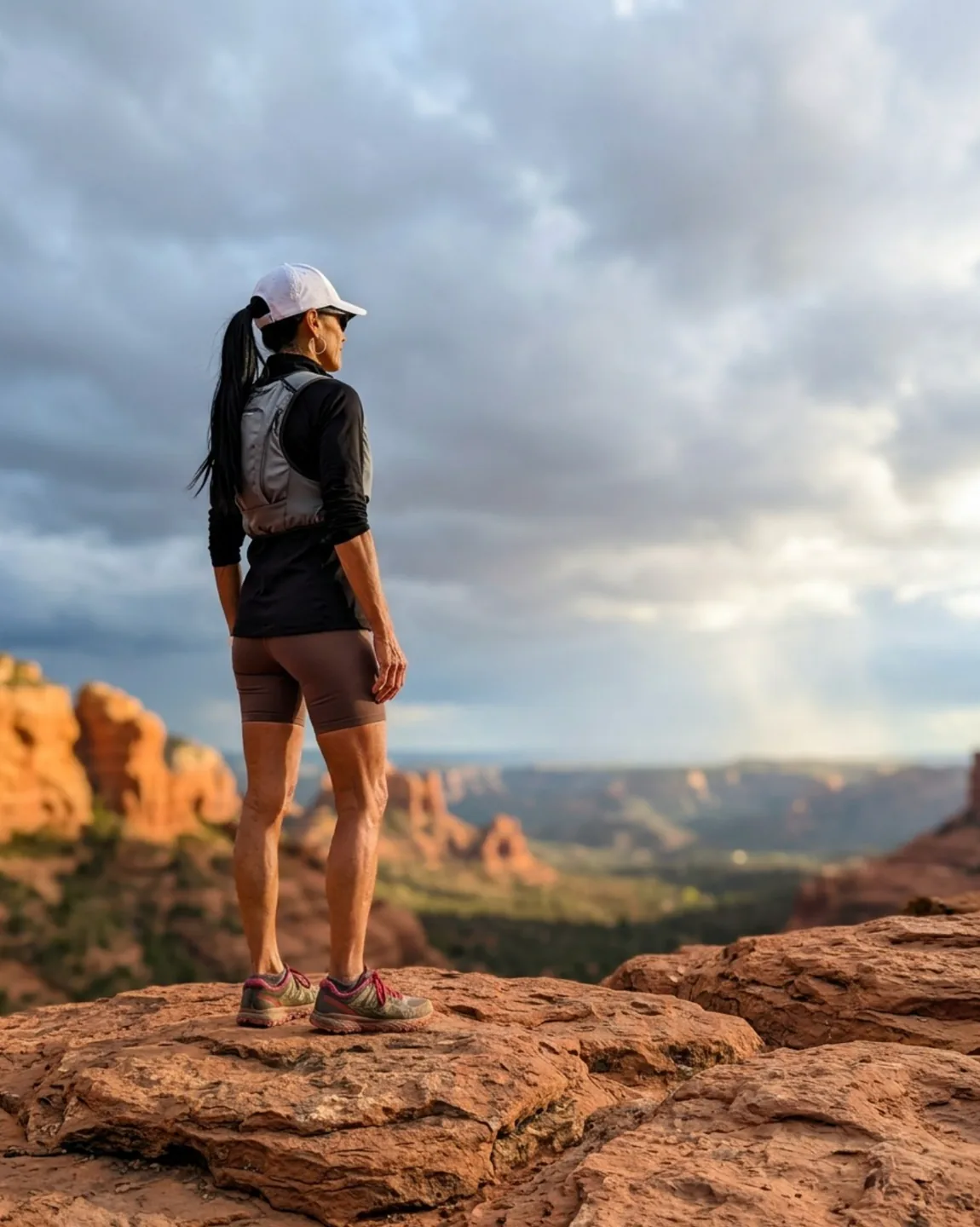 Suzette hiking outdoors in a desert landscape